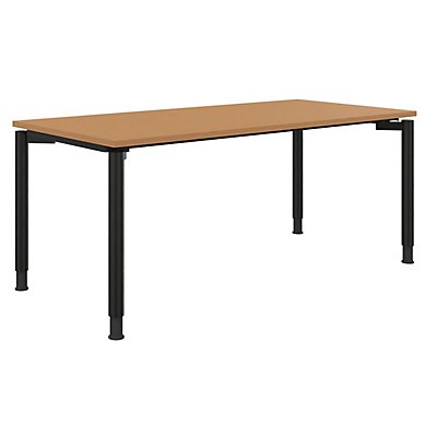 Schreibtisch mit 4-Fußgestell - höhenverstellbar 680 – 820 mm, Breite 1800 mm, Buche
